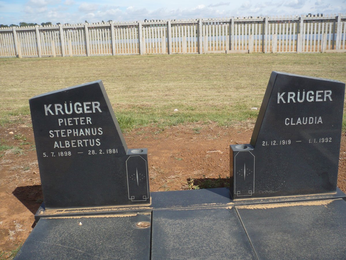 KRÜGER Pieter Stephanus Albertus 1898-1981 &amp; Claudia 1919-1992