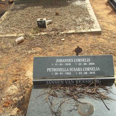RENSBURG Johannes Cornelis, Jansen van 1918-2004 &amp; Petronella Susara Cornelia 1922-2012