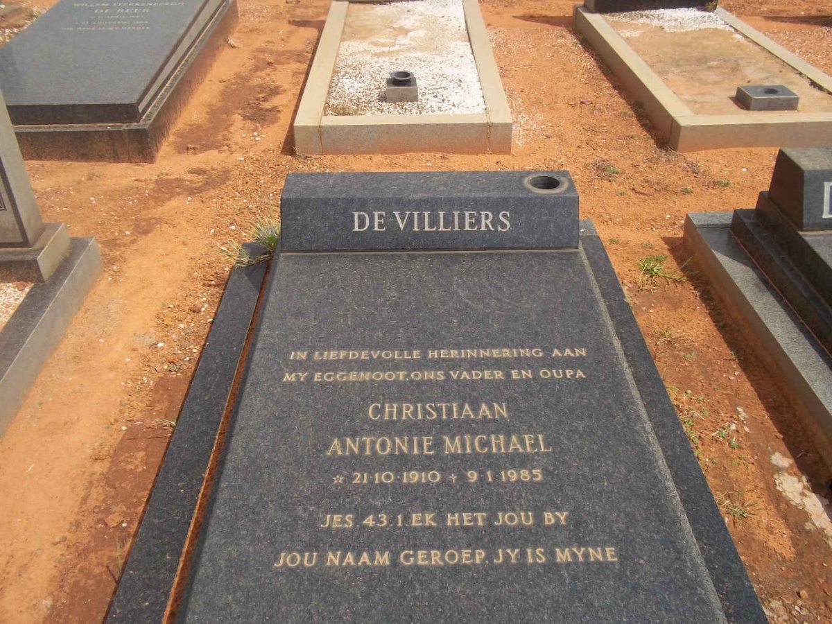 VILLIERS Christiaan Antonie Michael, de 1910-1985