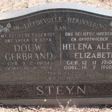 STEYN Douw Gerbrand 1904-1974 &amp; Helena Aletta Elizabeth 1910-1990