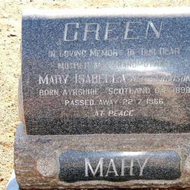 GREEN Mary Isabella 1898-1966