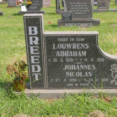 BREEDT Louwrens Abraham 1930-2001 :: BREEDT Johannes Nicolas 1959-1998