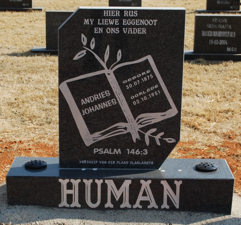 HUMAN Andries Johannes 1875-1951