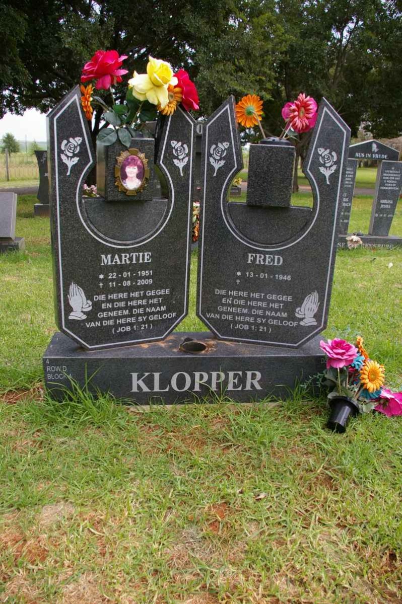 KLOPPER Fred 1946- &amp; Martie 1951-2009