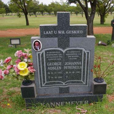KANNEMEYER George Adslen 1937-2006 &amp; Johanna Petronella 1946- 