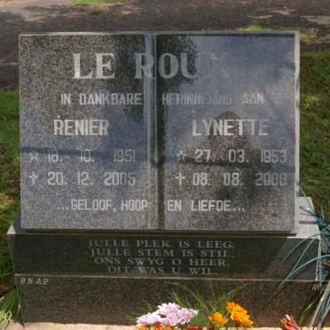 ROUX Renier, le 1951-2005 &amp; Lynette 1953-2008