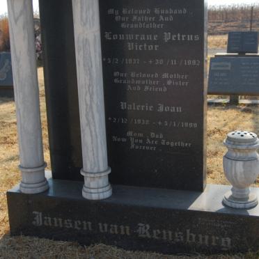 RENSBURG Louwrane Petrus Victor, Jansen van 1937-1993 &amp; Valeris Joan 1938-1999