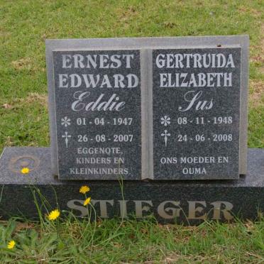 STIEGER Ernest Edward 1947-2007 &amp; Gertruida Elizabeth 1948-2008