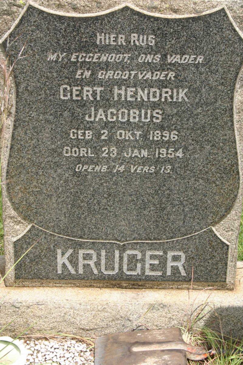 KRUGER Gert Hendrik Jacobus 1896-1954
