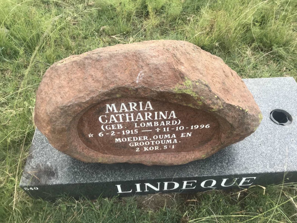 LINDEQUE Maria Catharina nee LOMBARD 1915-1996