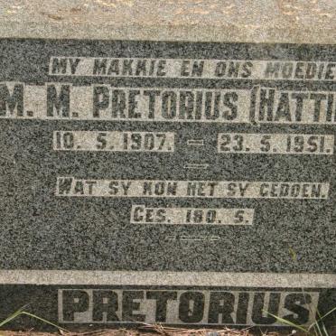 PRETORIUS M.M. nee HATTINGH 1907-1951