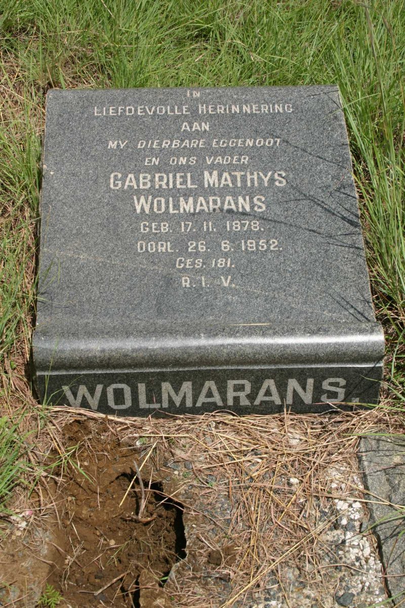 WOLMARANS Gabriel Mathys 1878-1952