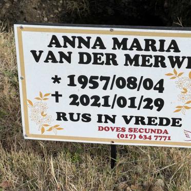 MERWE Anna Maria, van der 1957-2021