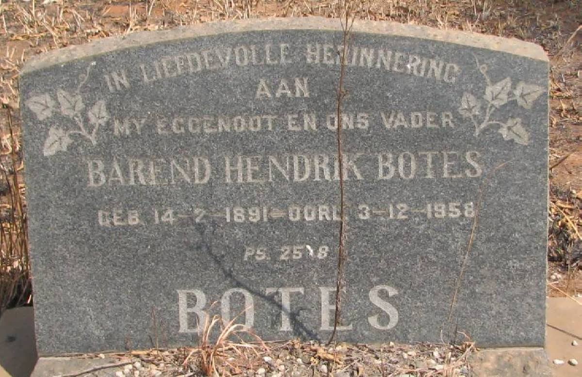 BOTES Barend Hendrik 1891-1958
