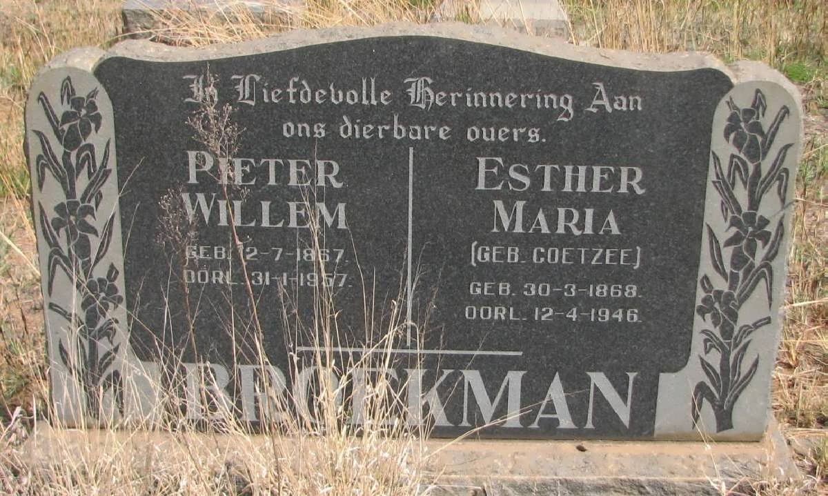BROEKMAN Pieter Willem 1867-1957 &amp; Esther Maria COETZEE 1868-1946