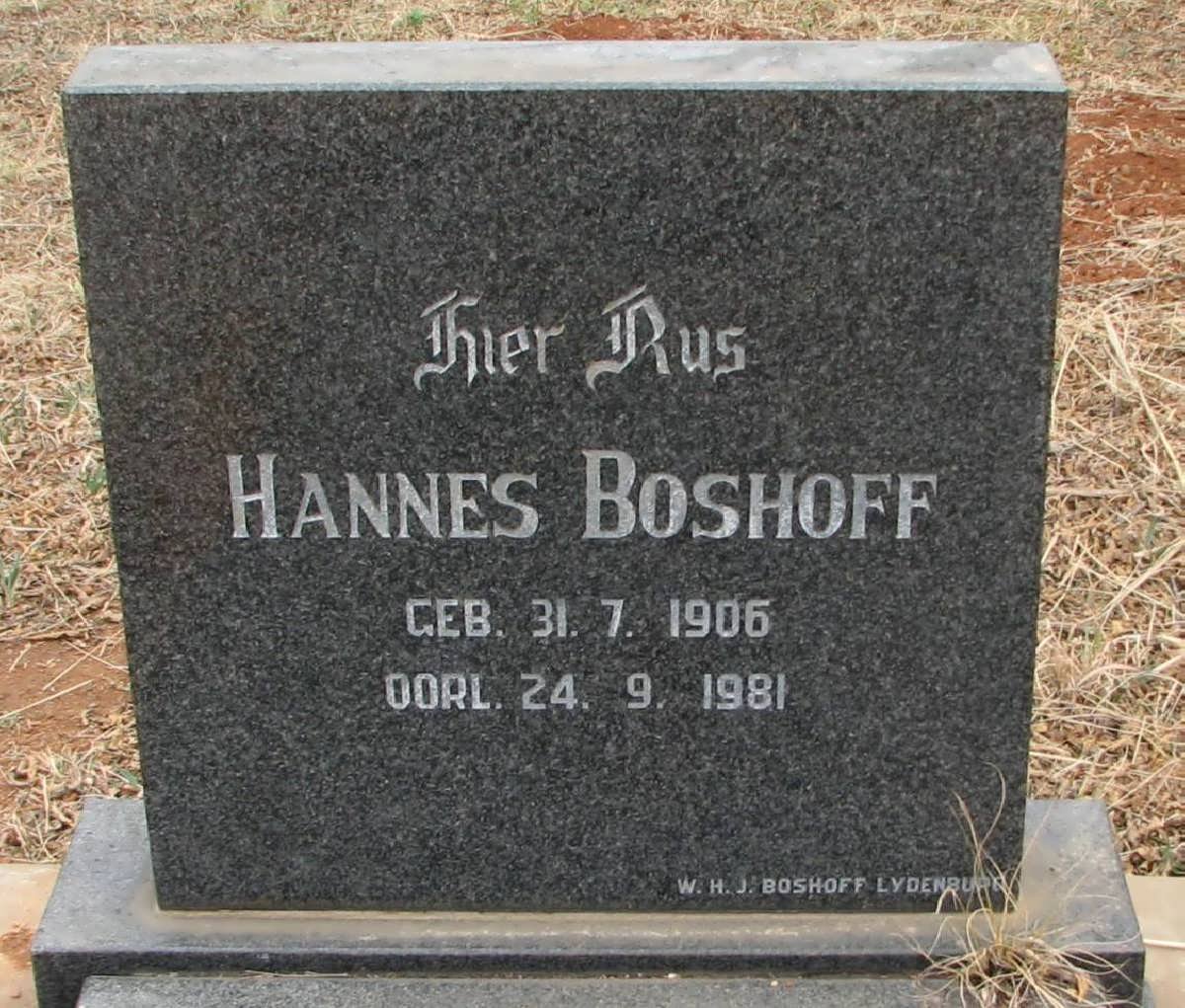 BOSHOFF Hannes 1906-1981