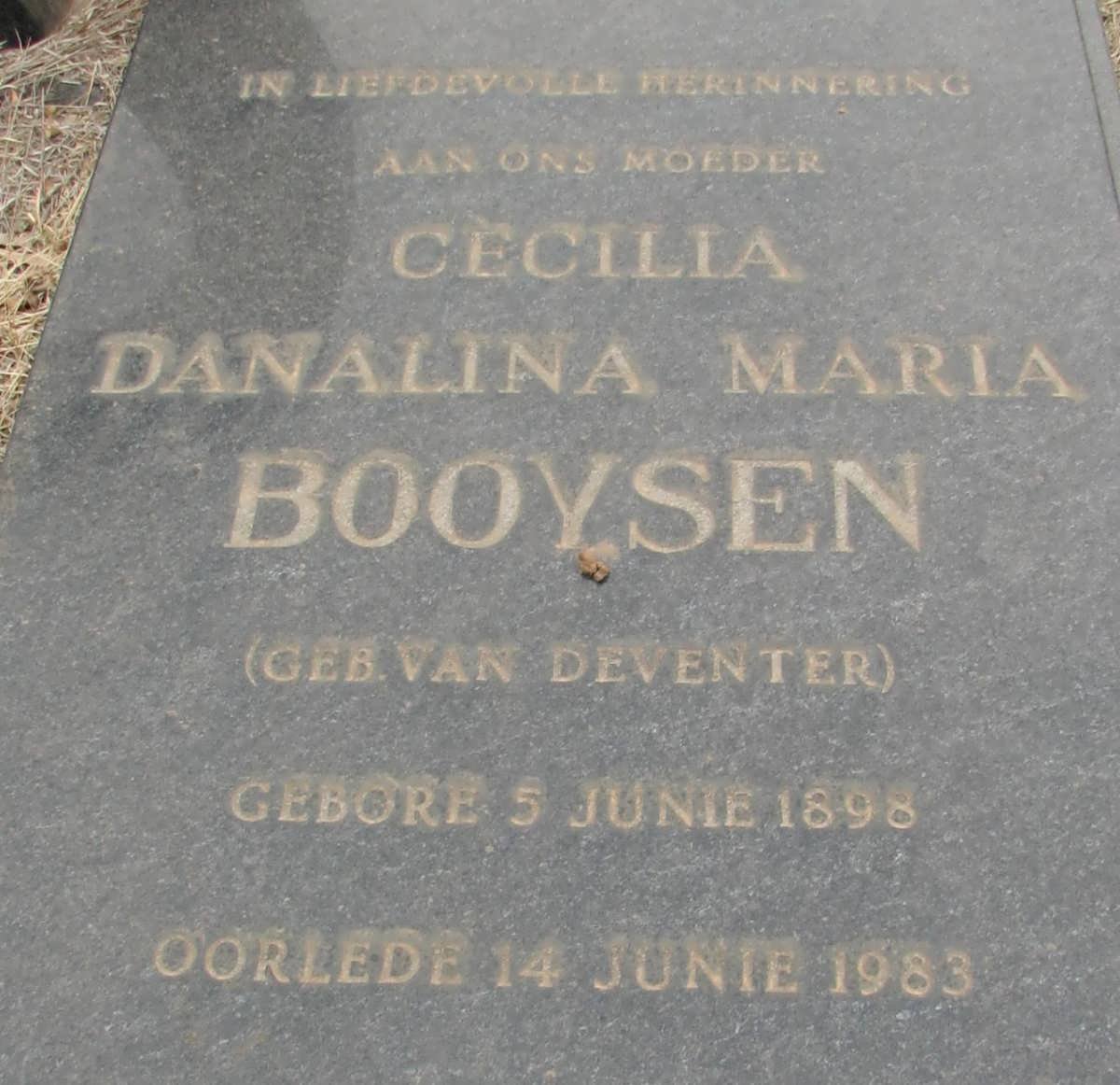 BOOYSEN Cecilia Danalina Maria nee VAN DEVENTER 1898-1983