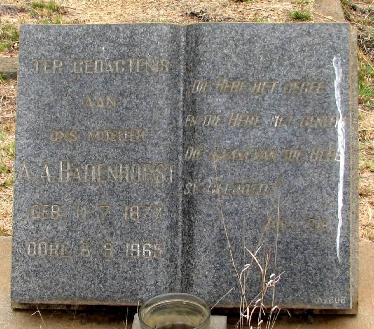 BADENHORST A.A. 1877-1965