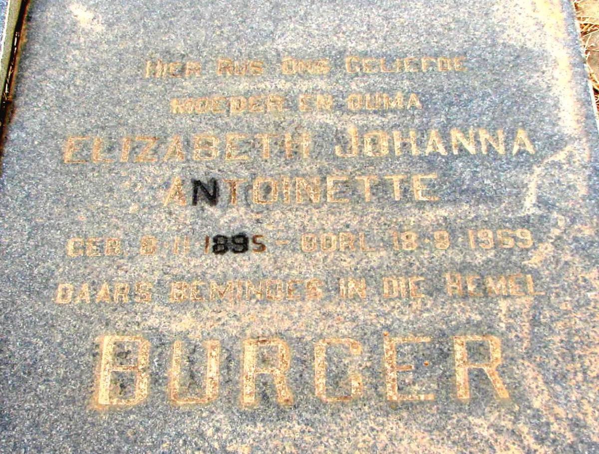 BURGER Elizabeth Johanna Antoinette 1895-1969