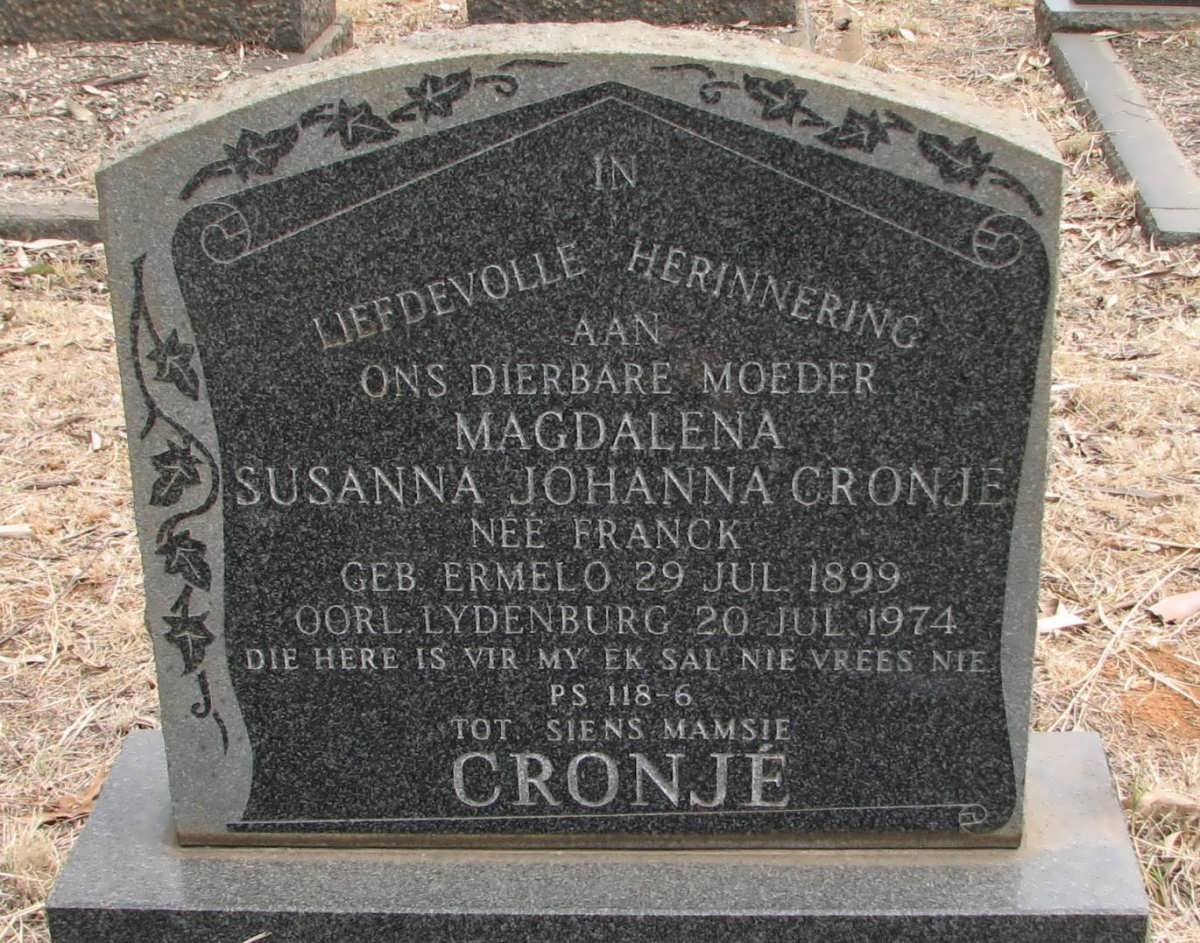 CRONJÉ Magdalena Susanna Johanna nee FRANCK 1899-1974