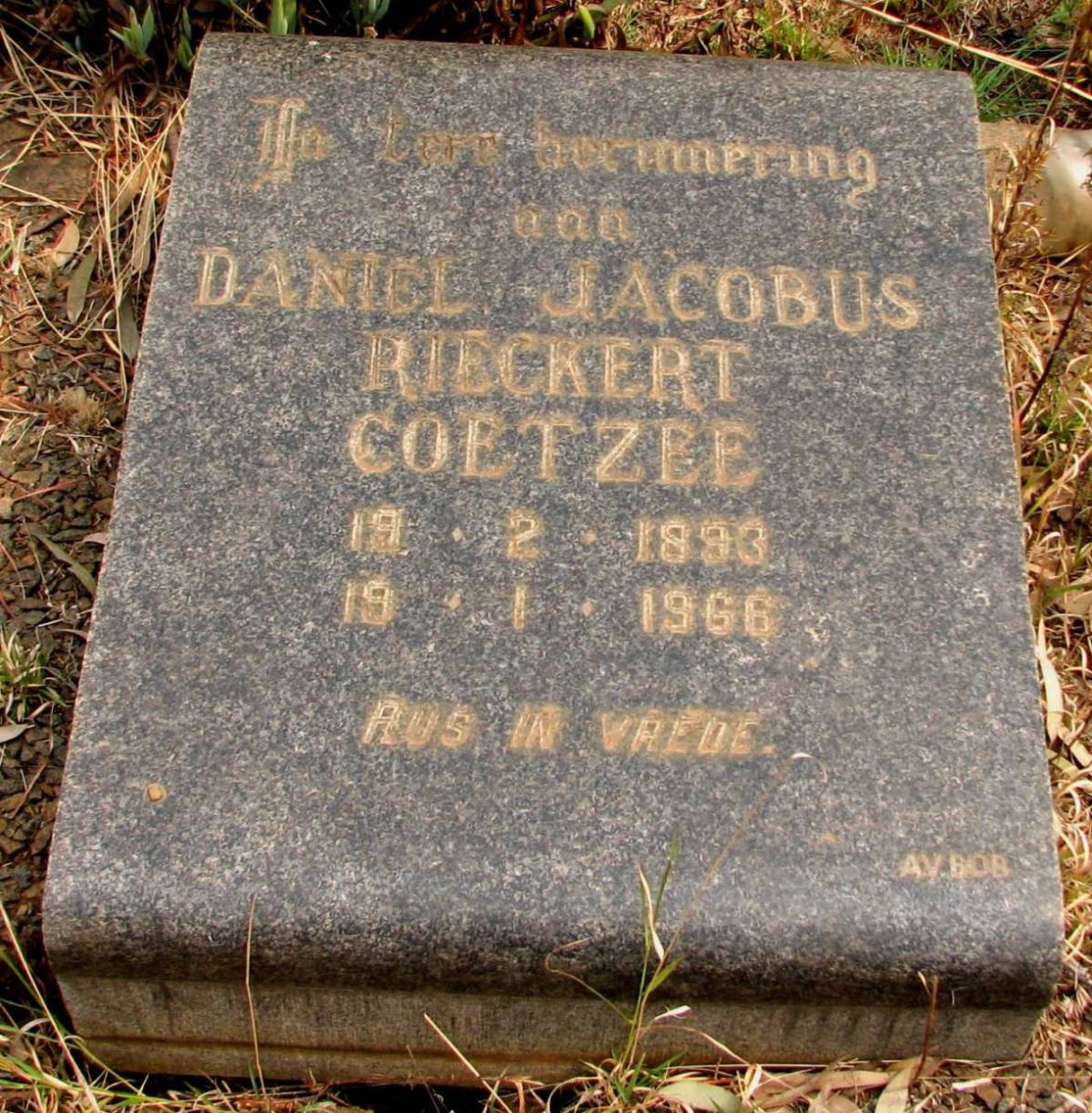COETZEE Daniel Jacobus Rieckert 1893-1966