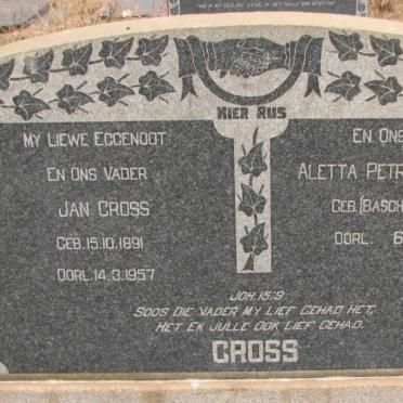 CROSS Jan 1891-1957 &amp; Aletta Petronella BASCH 1897-1979