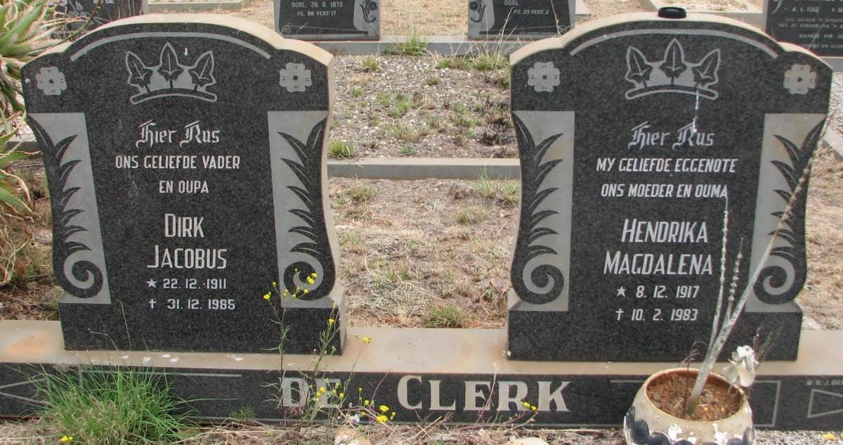 CLERK Dirk Jacobus, de 1911-1985 &amp; Hendrika Magdalena 1917-1983
