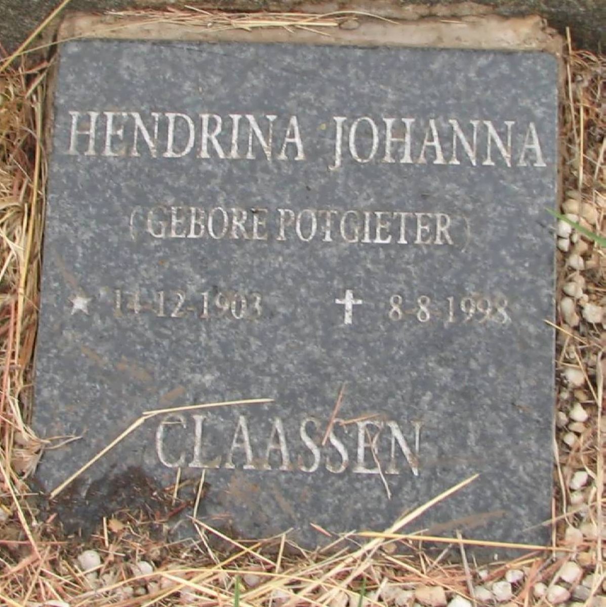 CLAASSEN Hendrina Johanna nee POTGIETER 1903-1998