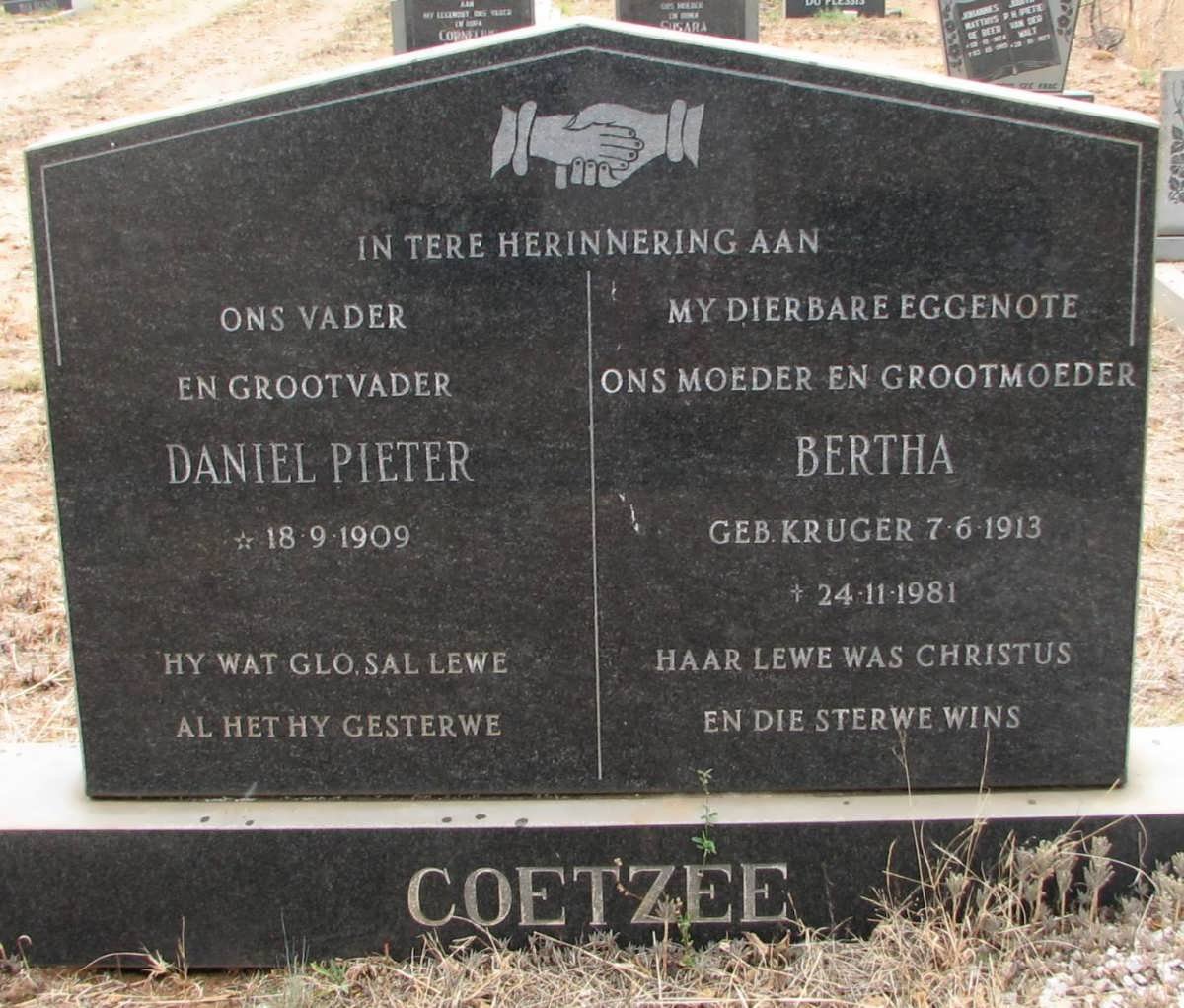 COETZEE Daniel Pieter 1909- &amp; Bertha KRUGER 1913-1981