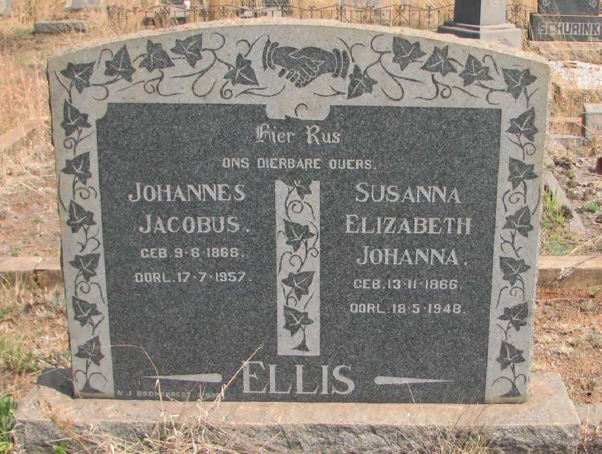 ELLIS Johannes Jacobus 1868-1957 &amp; Susanna Elizabeth Johanna 1866-1948