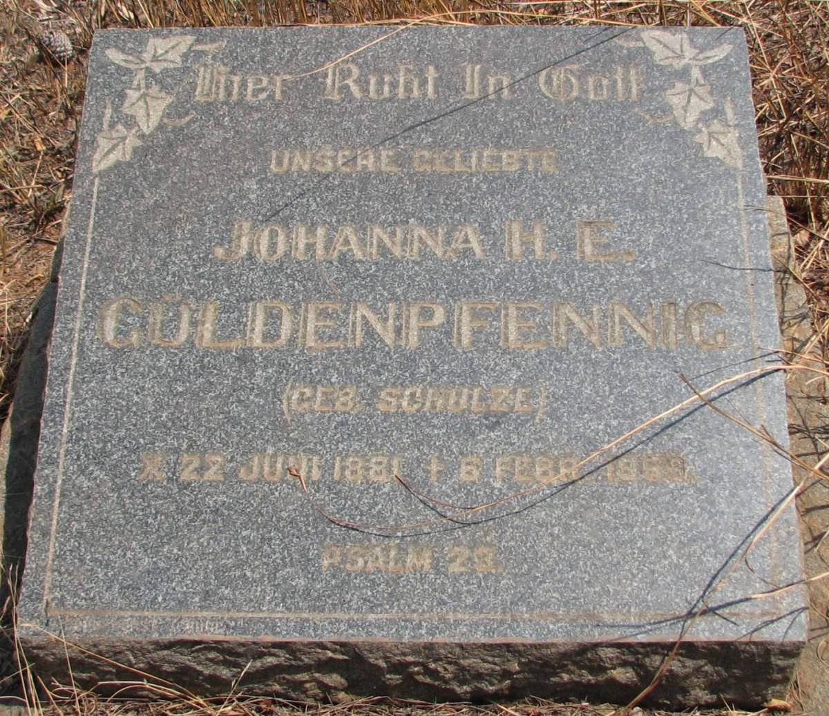 GULDENPFENNIG Johanna H.E. nee SCHULZE 1881-1959