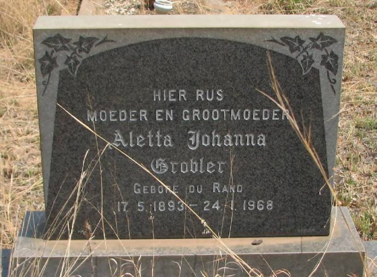 GROBLER Aletta Johanna nee DU RAND 1893-1968