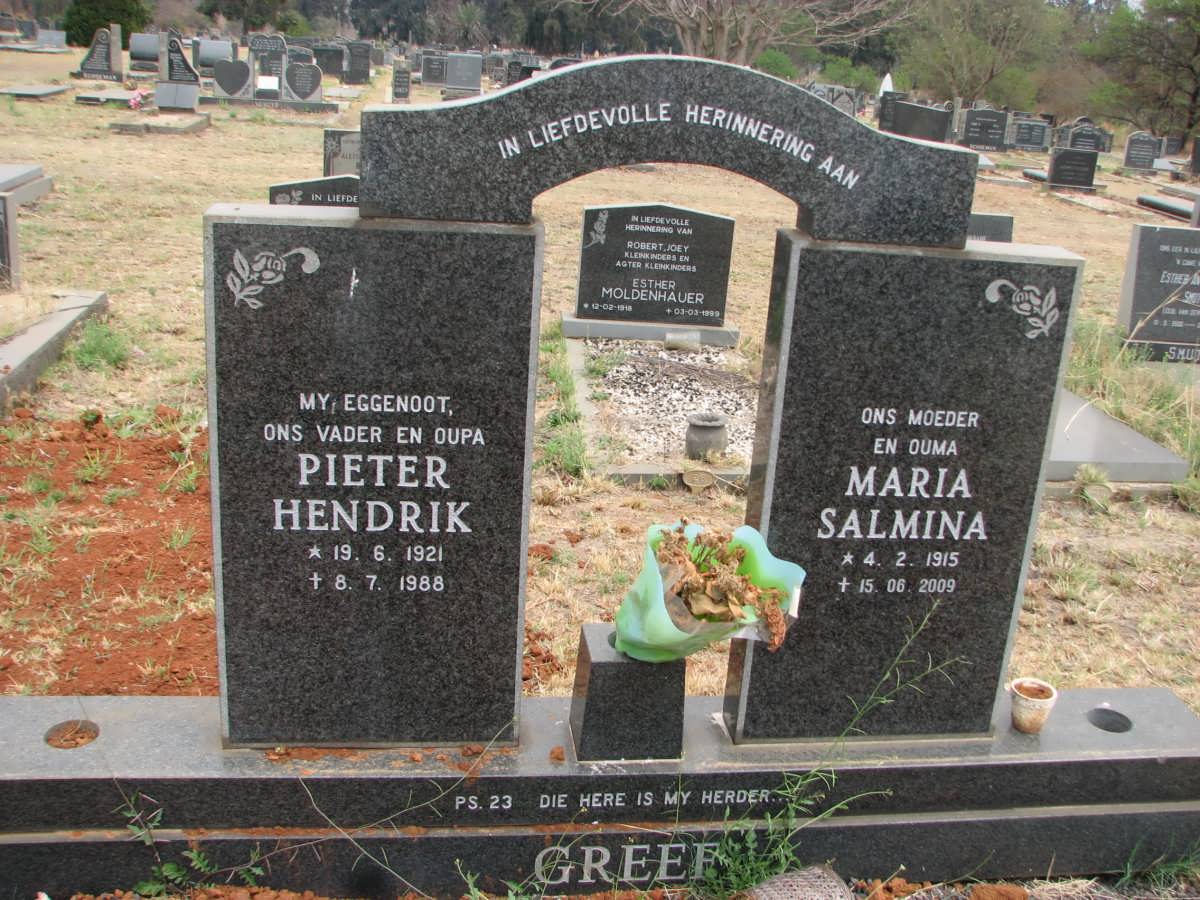 GREEFF Pieter Hendrik 1921-1988 &amp; Maria Salmina 1915-2009
