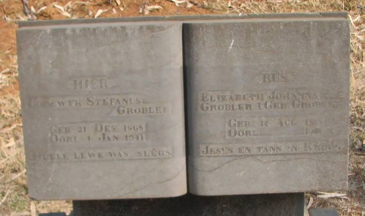 GROBLER Lodewyk Stefanus 1868-1941 &amp; Elizabeth Johanna GROBLER