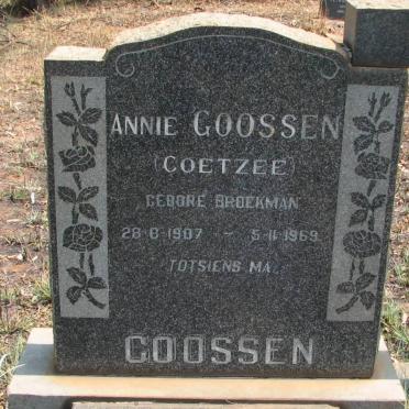 GOOSEN Annie voorheen COETZEE nee BROEKMAN 1907-1969