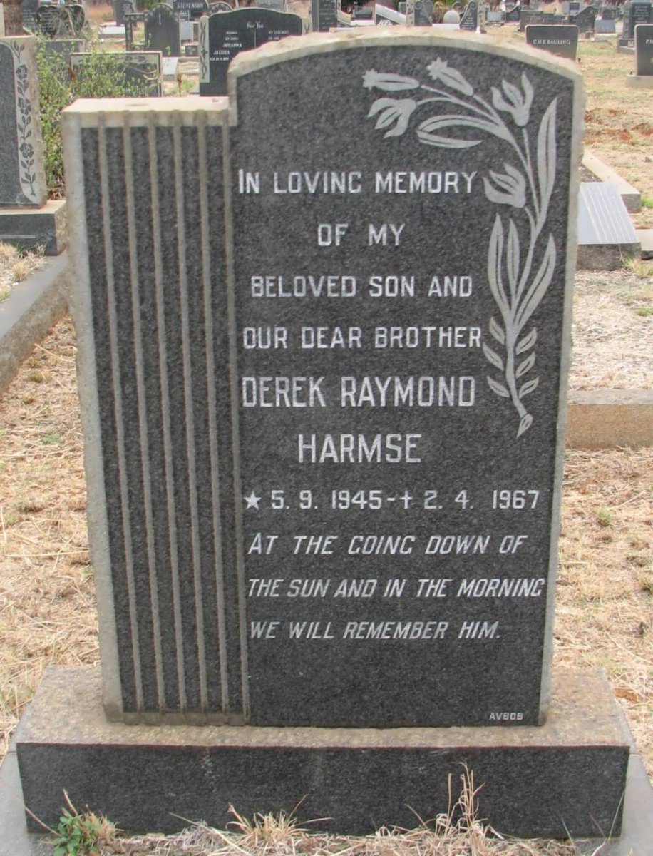 HARMSE Derek Raymond 1945-1967