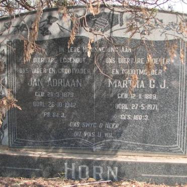 HORN Jan Adriaan 1879-1942 &amp; Martha C.J. 1889-1971