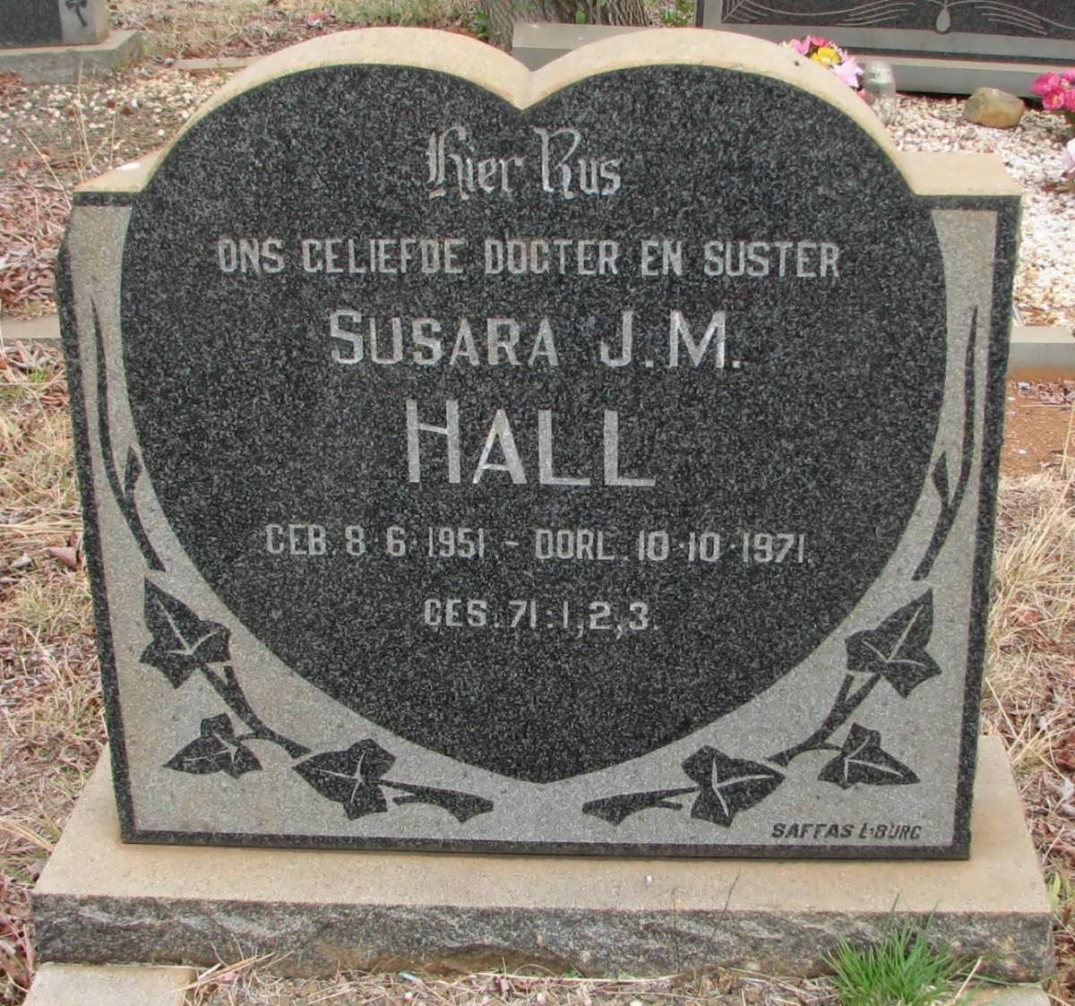 HALL Susara J.M. 1951-1971