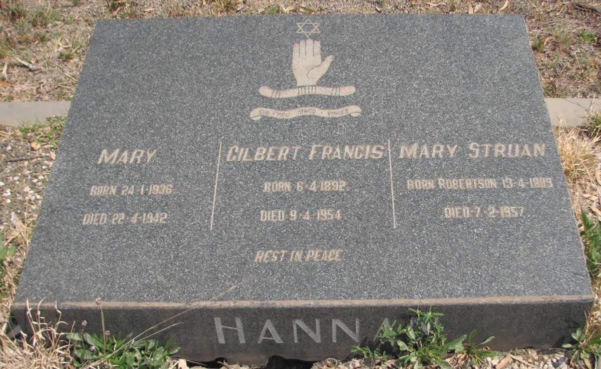HANNAN Gilbert Francis 1892-1954 &amp; Mary Struan ROBERTSON 1899-1957 :: HANNAN Mary 1936-1942