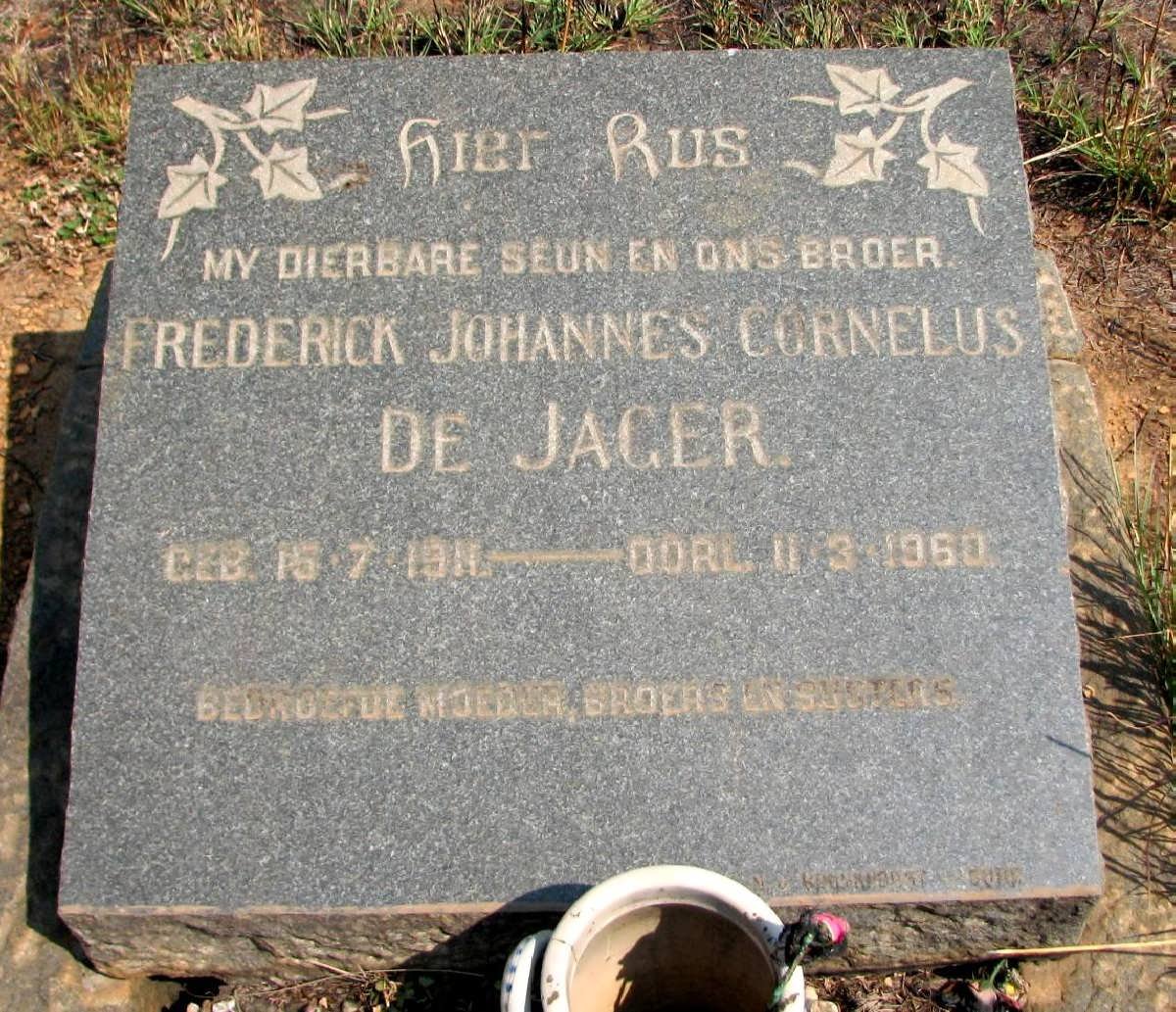 JAGER Frederick Johannes Cornelus, de 1911-1960