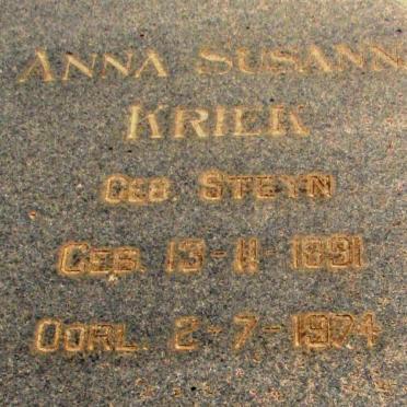 KRIEK Anna Susanna STEYN 1891-1974
