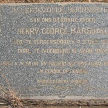 MARSHALL Henry George 1878-1954