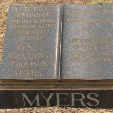 MYERS Henry Alexander Thomson 1906-1966