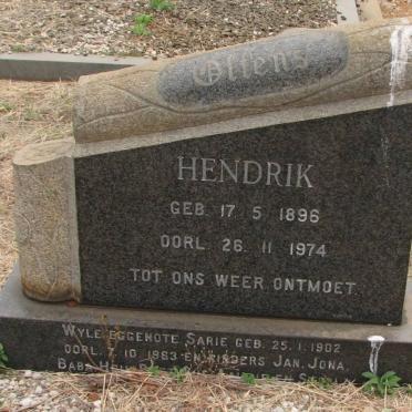 OLTENS Hendrik 1896-1974 &amp; Sarie 1902-1963