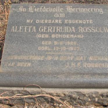 ROSSOUW Aletta Gertruida nee SCHOEMAN 1928-19?7