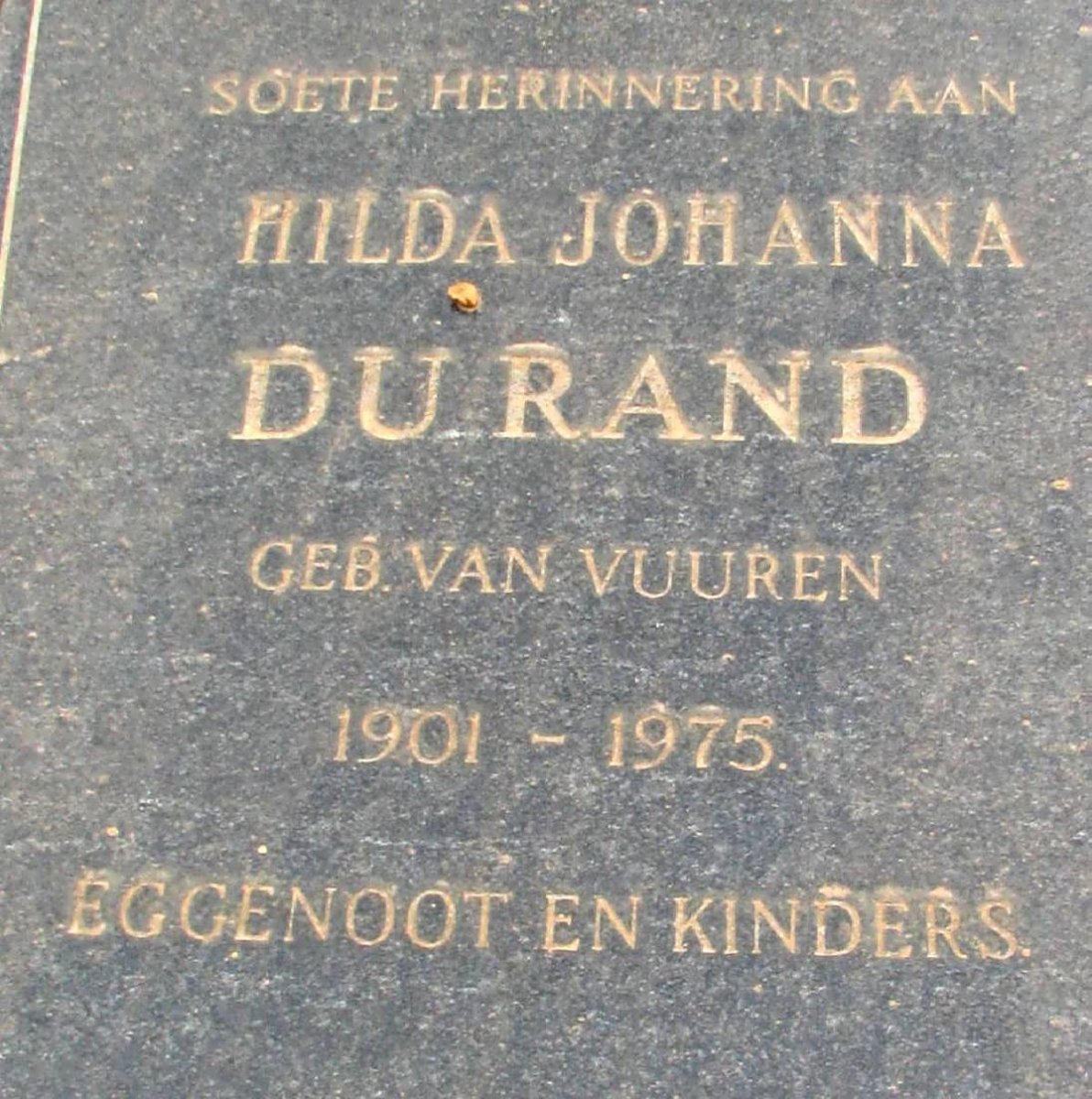RAND Hilda Johanna, du nee VAN VUUREN 1901-1975
