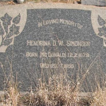 SIMONSEN Hendrina D.W. born McDONALD 1879-1955