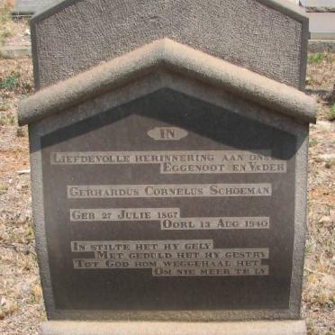 SCHOEMAN Gerhardus Cornelus 1867-1940
