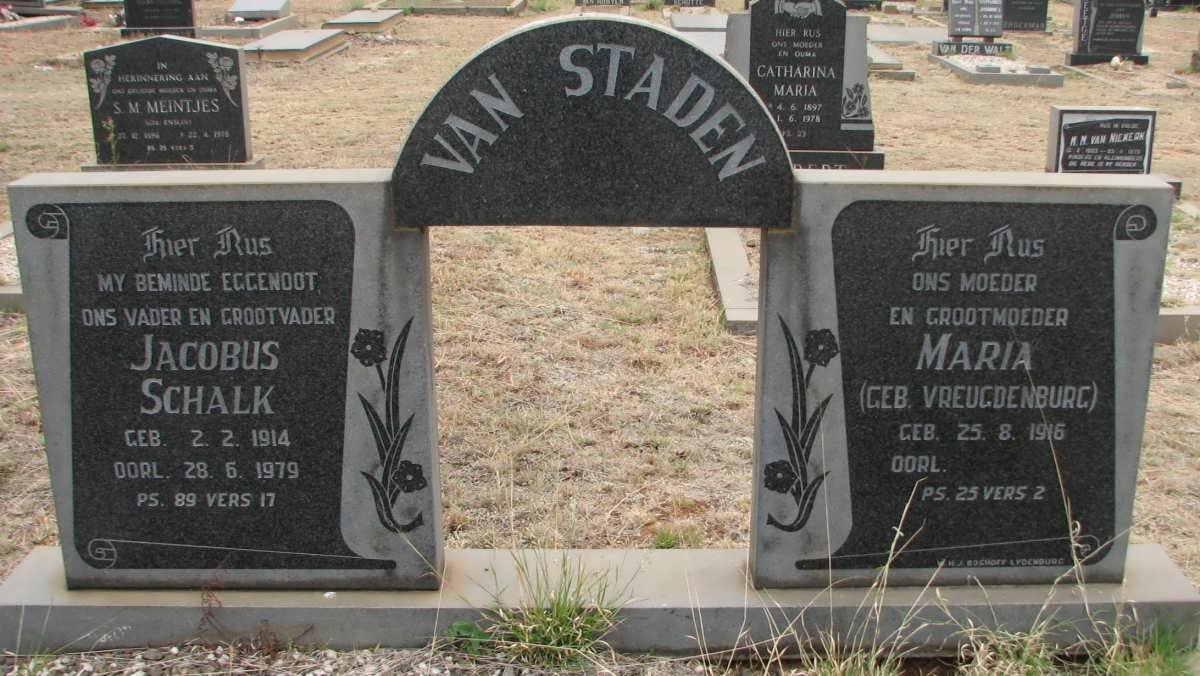 STADEN Jacobus Schalk, van 1914-1979 &amp; Maria VREUGDENBURG 1916-