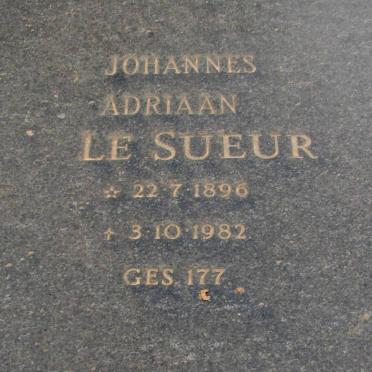 SUEUR Johannes Adriaan, le 1896-1982